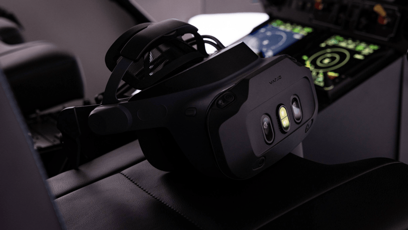 A close up image of a Varjo XR-4 Series headset